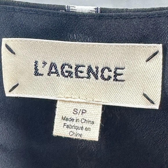 L'Agence 100% Silk Cami Black/White Belt Design - Picture 2 of 7